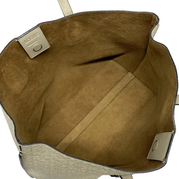 LOEWE T Shopper Bag/Repeat - Gray Beige Leather Tote Bag 513-080725 - Picture 11 of 14